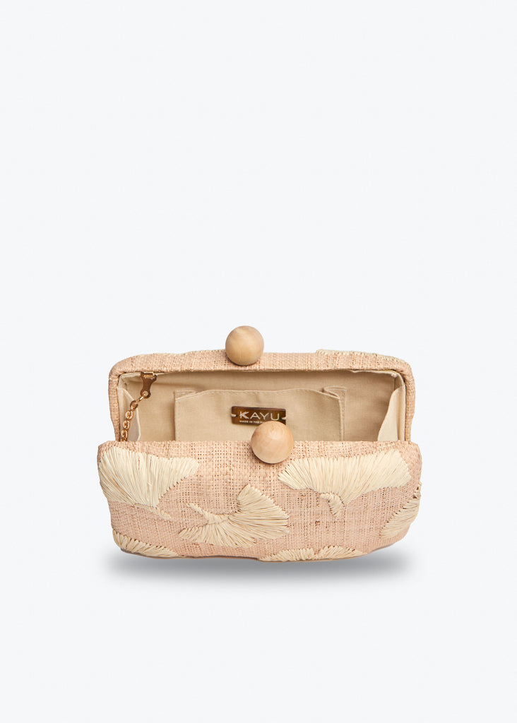 Ami Embroidered Straw Clutch Bag