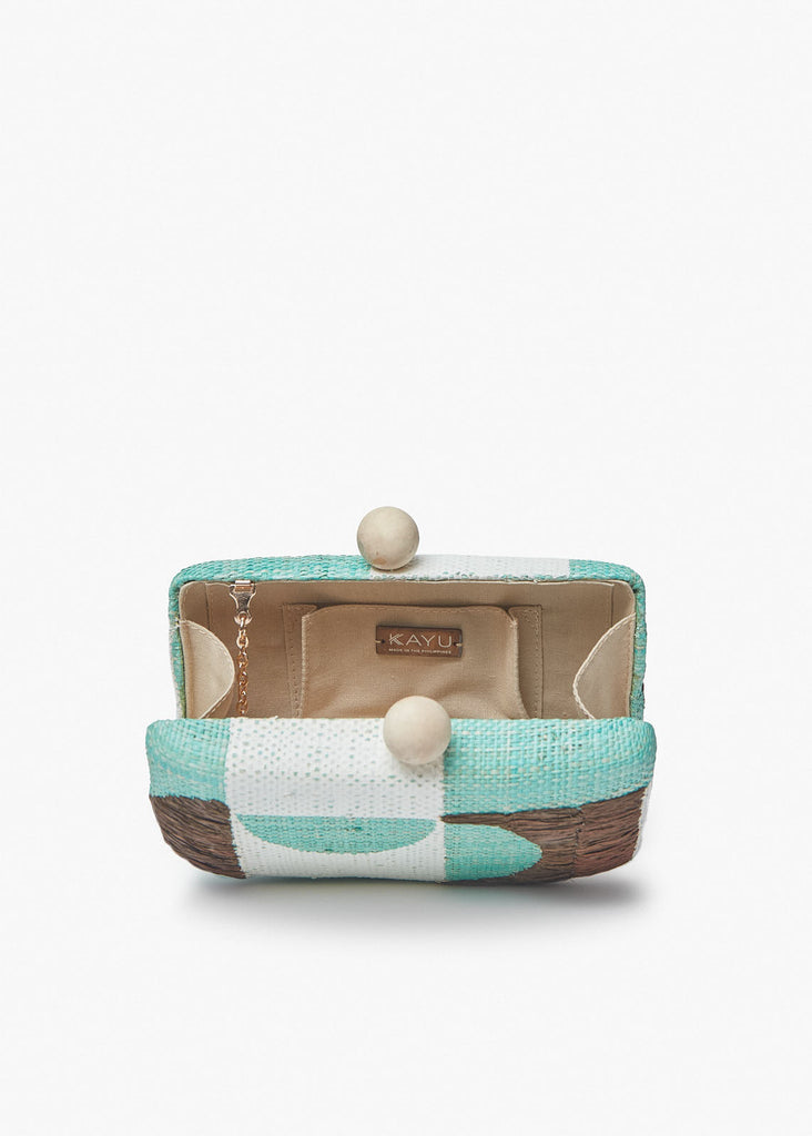 Faye Embroidered Straw Clutch Bag
