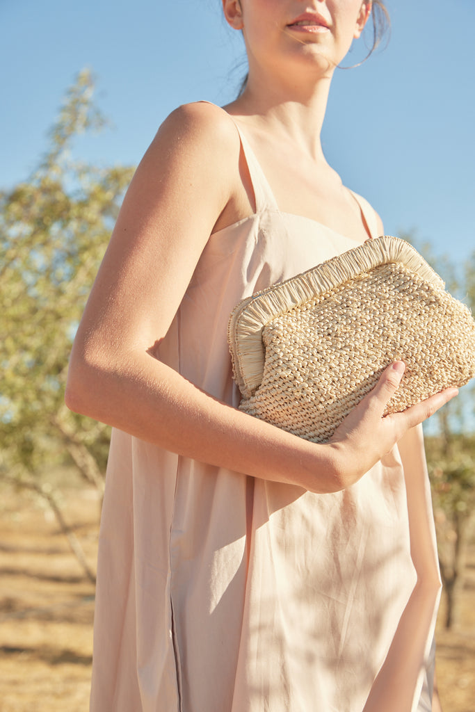 The Beverly Knitted Straw Clutch Bag