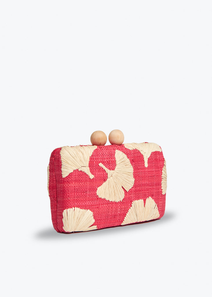Ami Embroidered Straw Clutch Bag