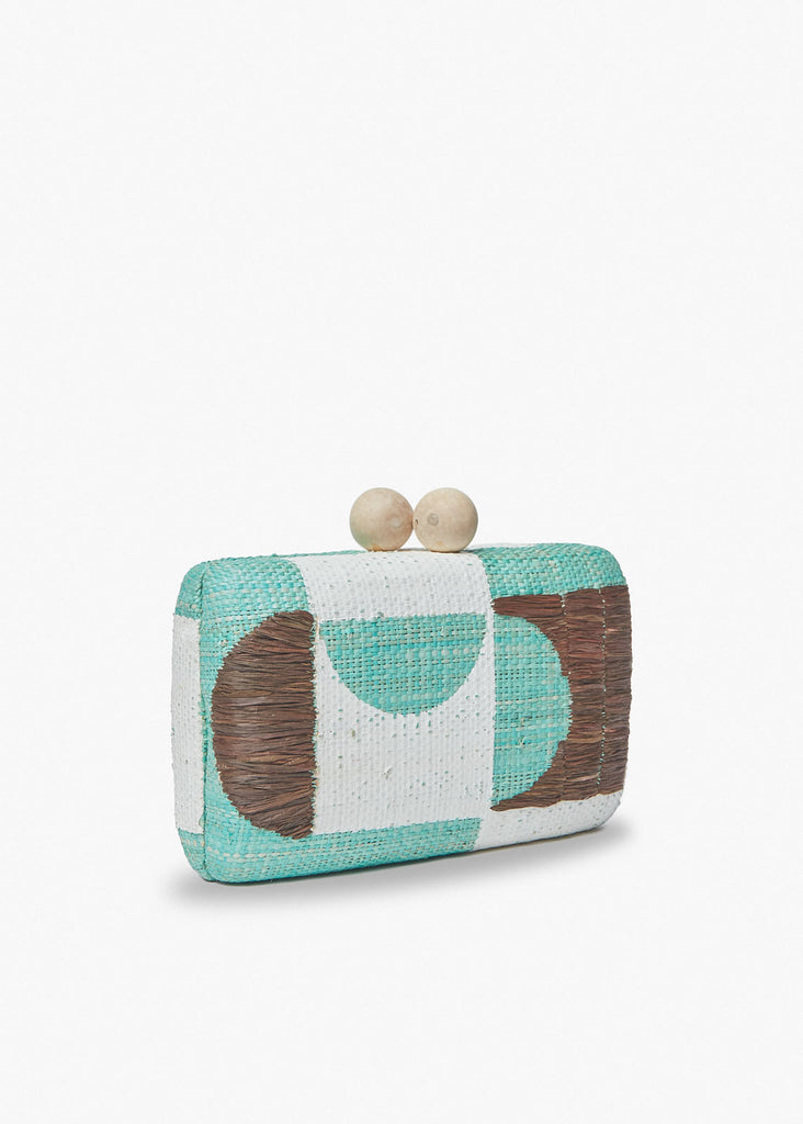 Faye Embroidered Straw Clutch Bag
