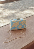 Frances Embroidered Straw Clutch Bag