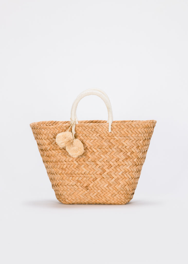 St Tropez Pom Pom Straw Tote